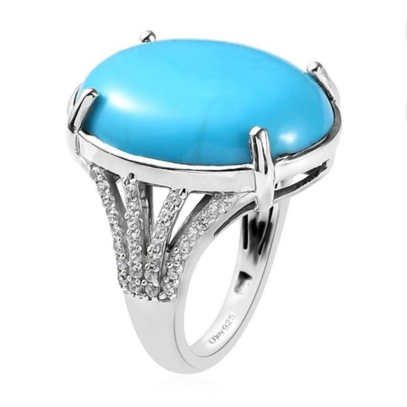 NEW Premium Arizona Sleeping Beauty Turquoise & Zircon Ring Size 6 - Picture 9 of 14